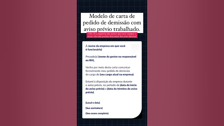 Modelo de carta de pedido de demissão, com aviso prévio .