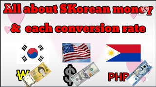 SOUTH KOREAN MONEY & EACH CONVERSION RATE