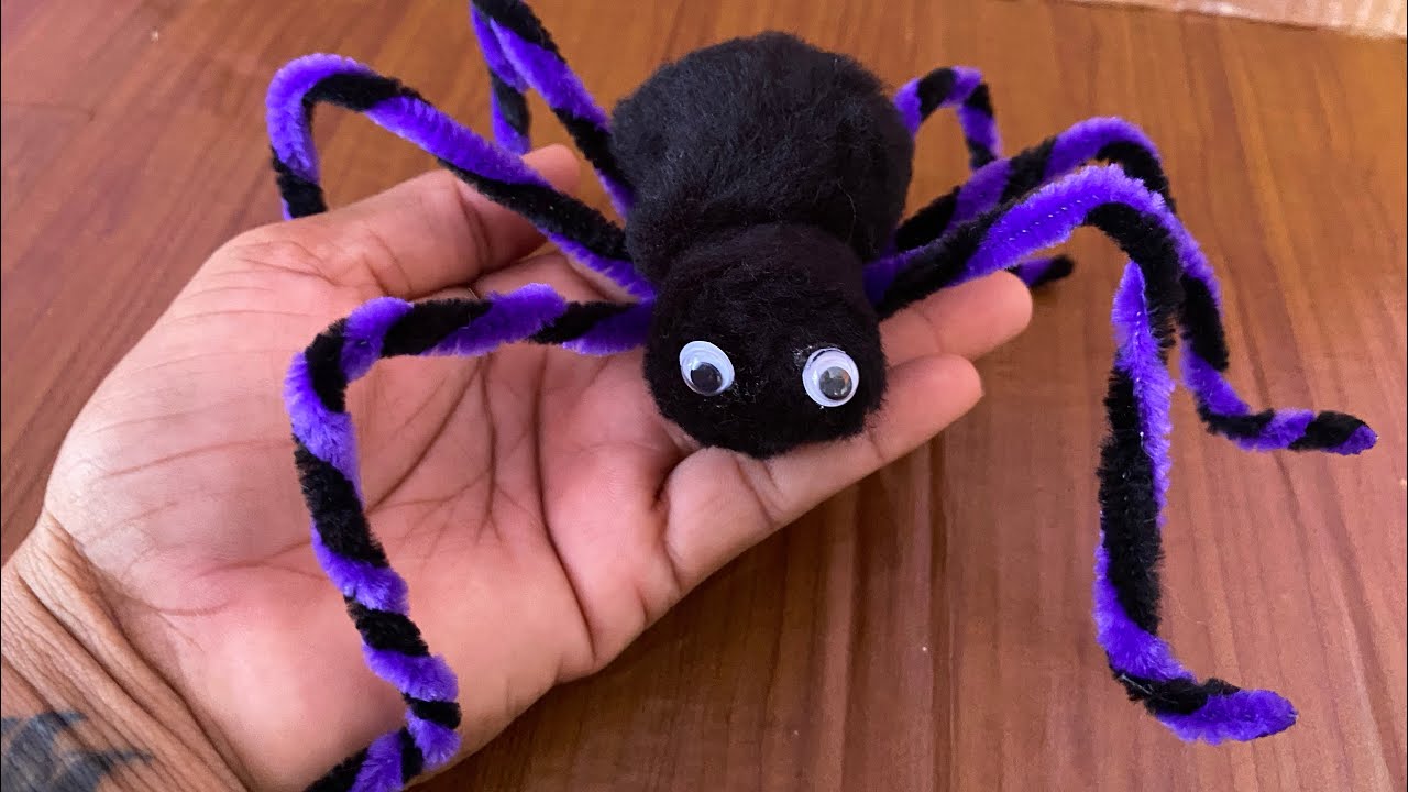 Diy- arañas con limpiapipas super faciles manualidades halloween 🎃