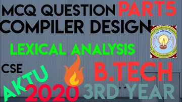 #Mcq#Aktu#CompilerDesign#LexicalAnalyzer Compiler Design MCQ question on Lexical analysis. #cse