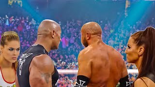 Match  Ronda Rousey  The Rock Vs Stephanie Mcmahon  Triple H  Wrestlemania