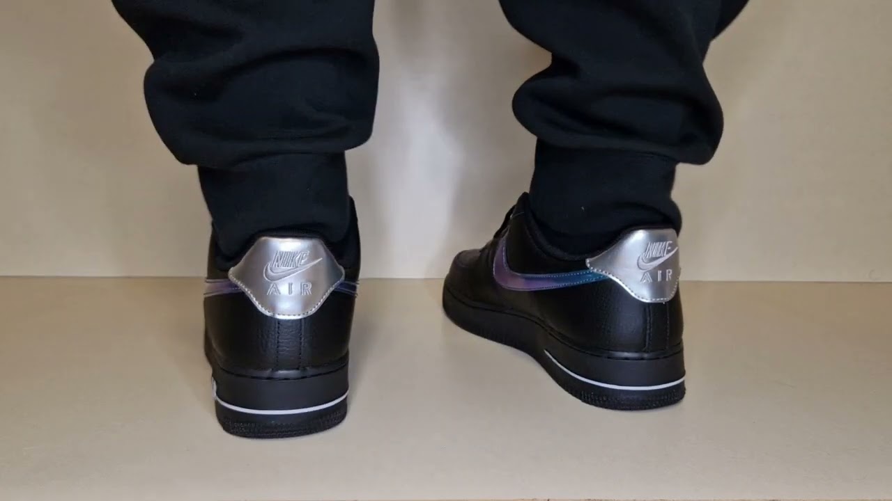 Nike Air Force 1 Low Black Blue Lightning On Foot - YouTube