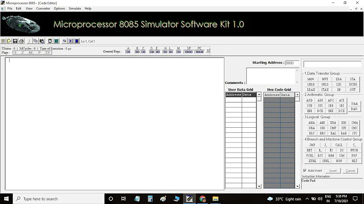 MP 8085 SIMULATION EXAMPLES ARITHMETIC INSTRUCTIONS