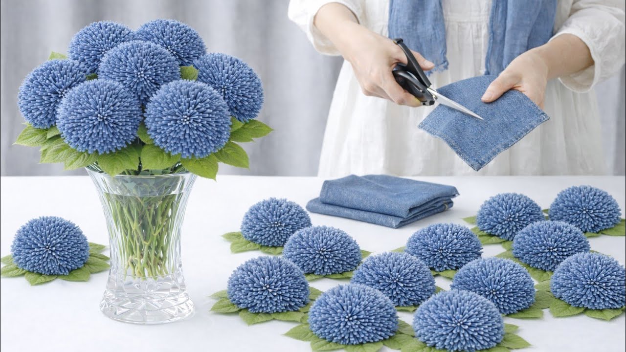Превратите старые джинсы в потрясающие цветы 🌸 | Поделка из джинсовой ткани: цветы