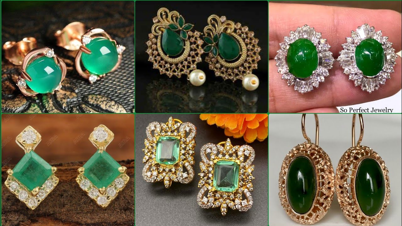Most Trending Earrings Designs Of Gold With Different Stones and Pearls/round stone Studs