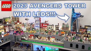 LEGO AVENGERS TOWER - Placement In The City With LEDS!