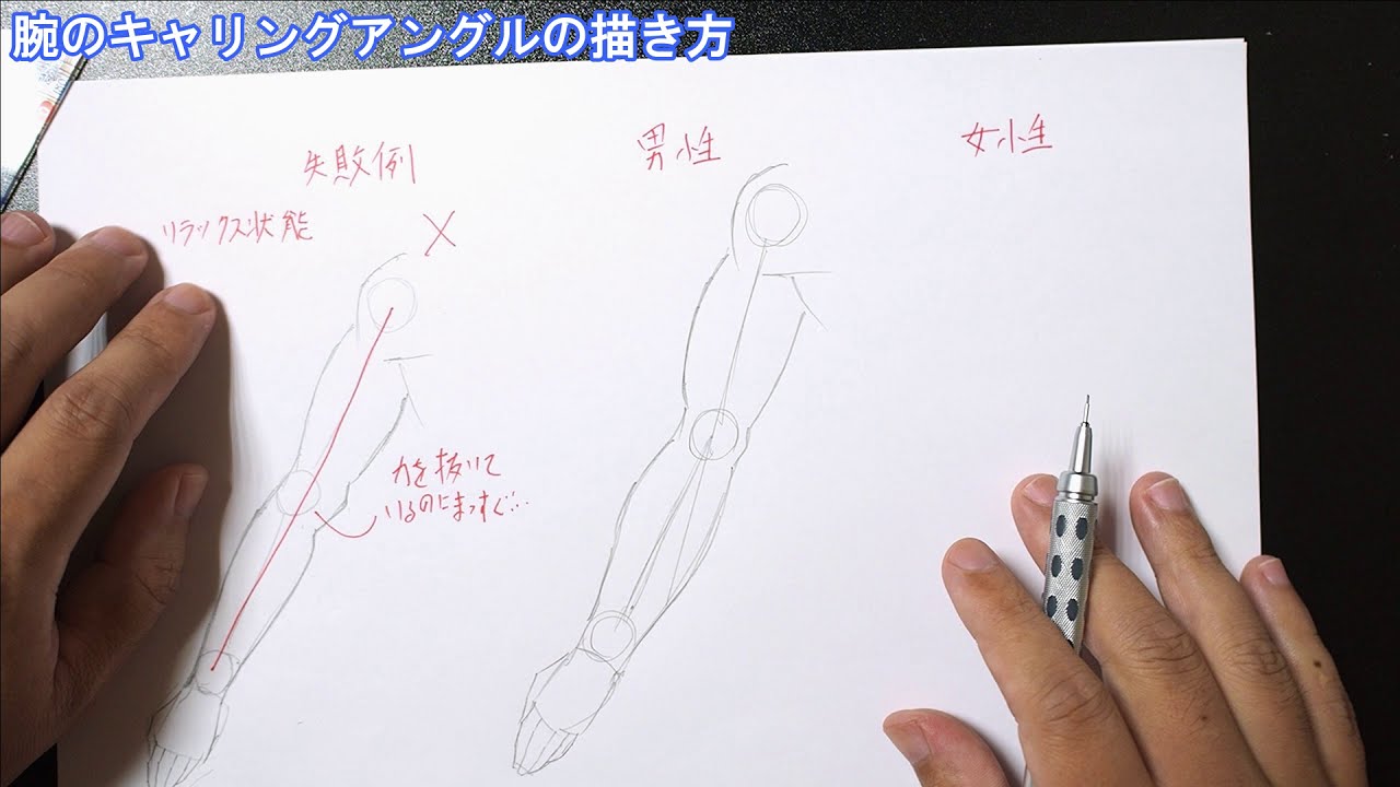 腕の描き方講座 キャリングアングルで腕を描く Youtube
