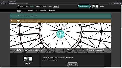 AltspaceVR Create BRCvr Event