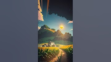Free Stock Videos - AI animation - a cornfield with bright sun in the sky and mountains