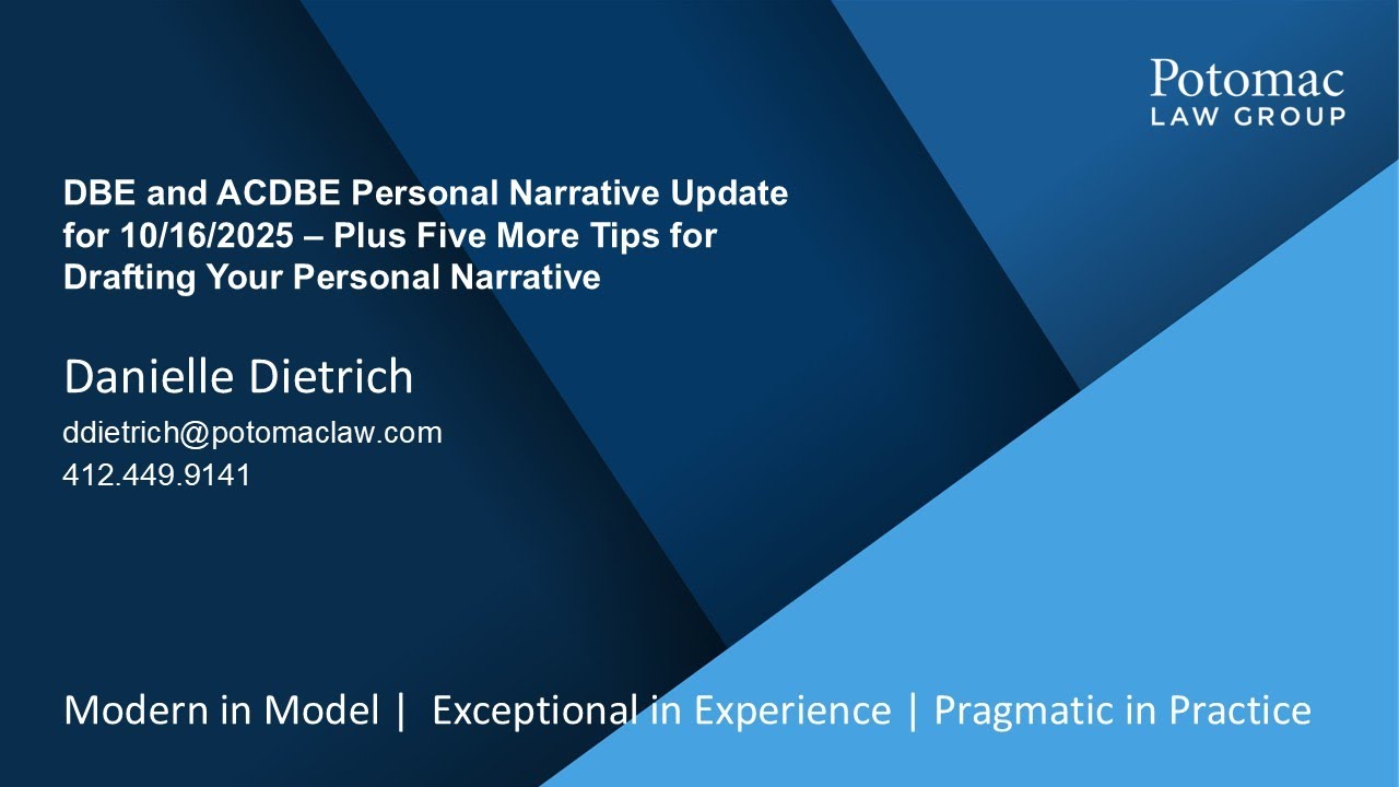 More Tips on Writing Your DBE/ACDBE Personal Narrative and Updates as of 10/16/2025