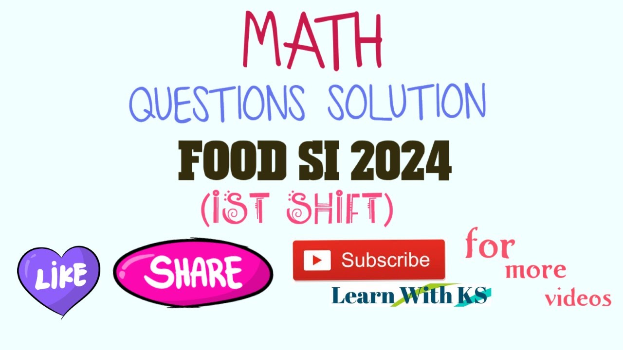 First Shift Math Activities FOOD SI FIRST SHIFT MATH SOLUTION - YouTube