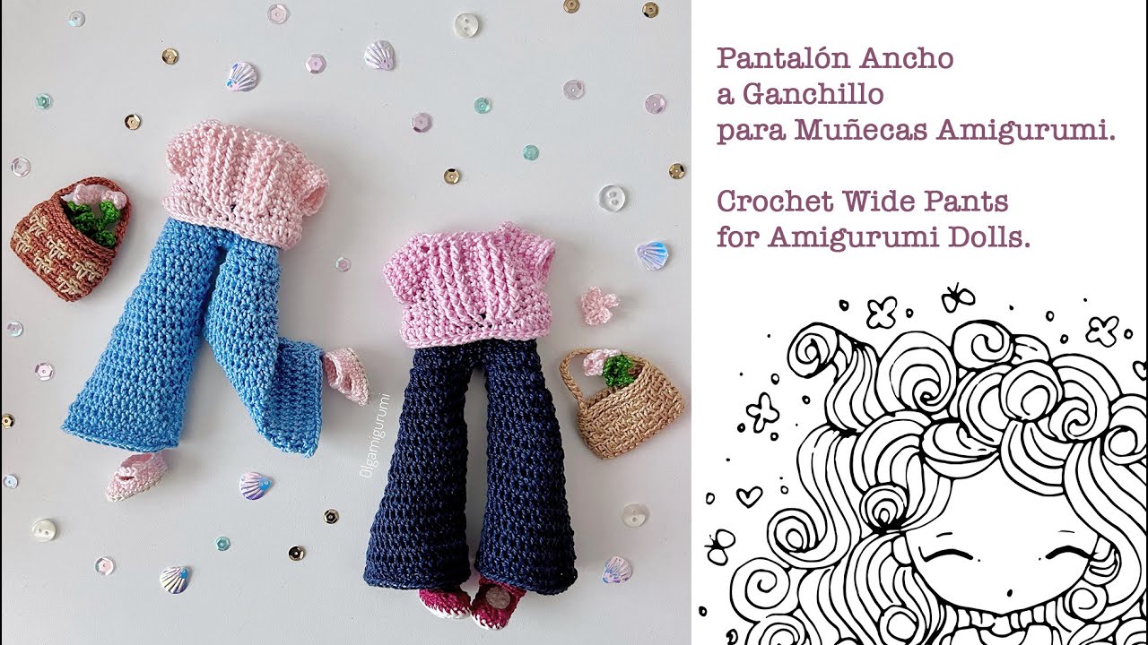 Pantalón Ancho a Ganchillo para Muñecas Amigurumi