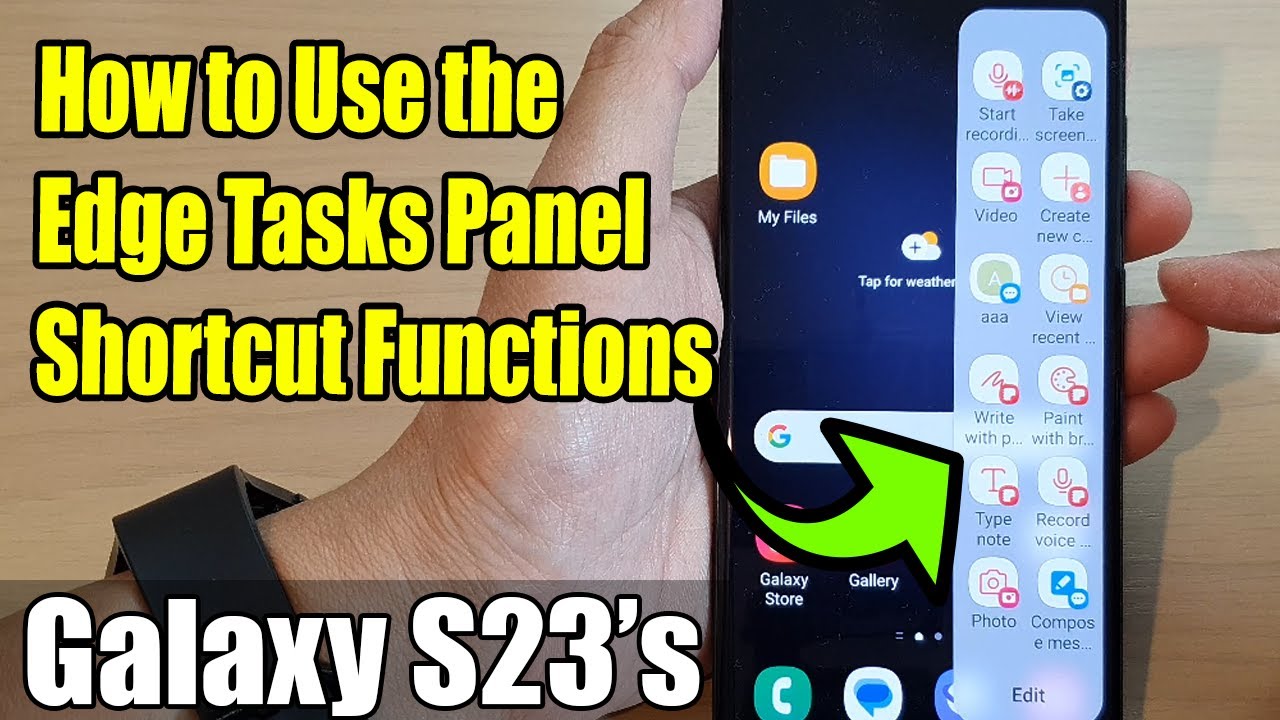 Galaxy S23's How to Use the Edge Tasks Panel Shortcut Functions YouTube