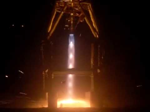 Aluminum rocket engine on XA-0.1B-750 slomo