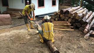 M3 preparing shoring timbers