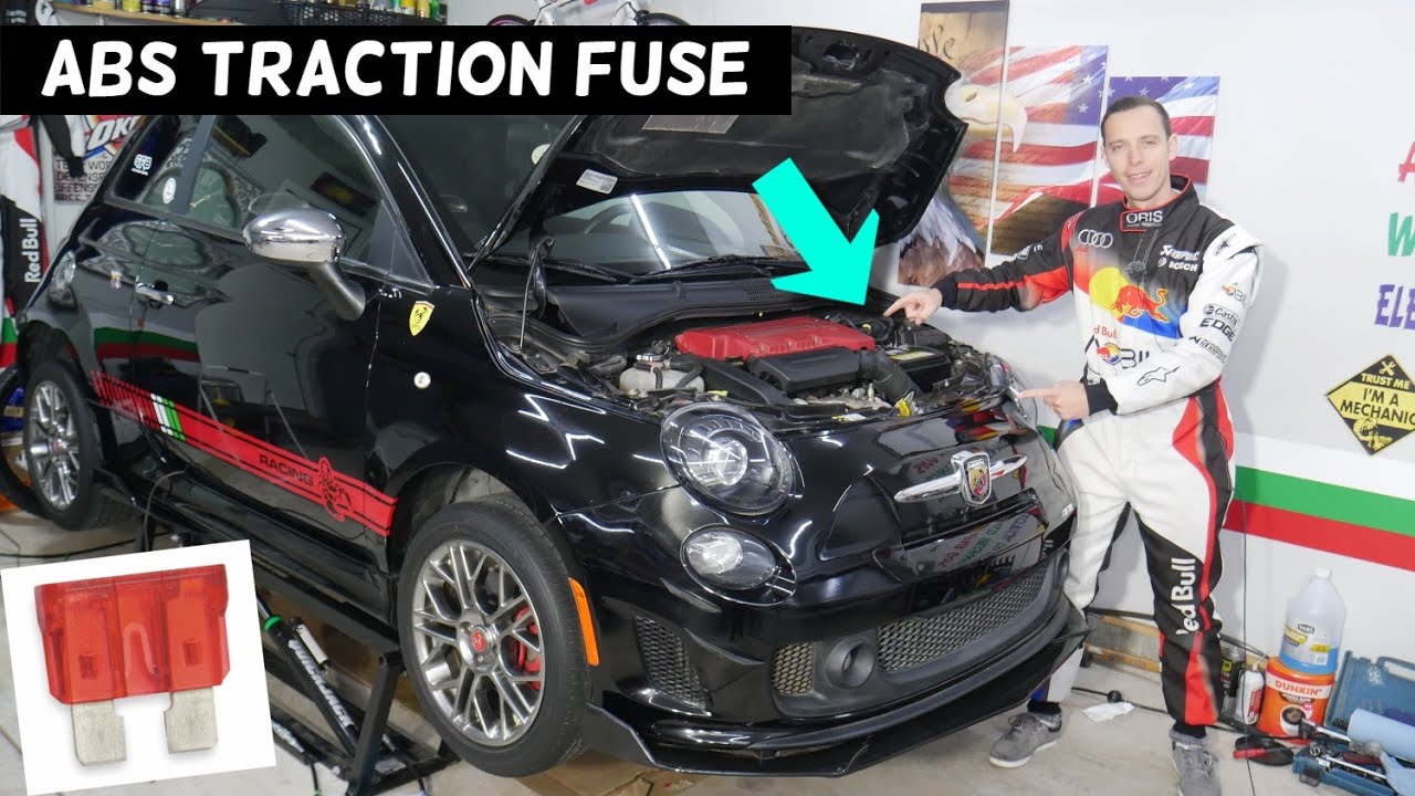 FIAT 500 ABS TRACTION CONTROL FUSE LOCATION REPLACEMENT, ABS LIGHT