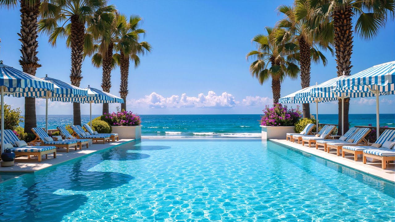 Sunny Morning Jazz by the Sea 🌴 Infinity Pool Ambience & Relaxing