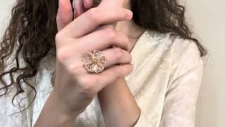 Vidéo: Bague GUERIN collection "Anémone les Muses" Or rose 18k et Quartz rose . Taille 53-54. vers 2010