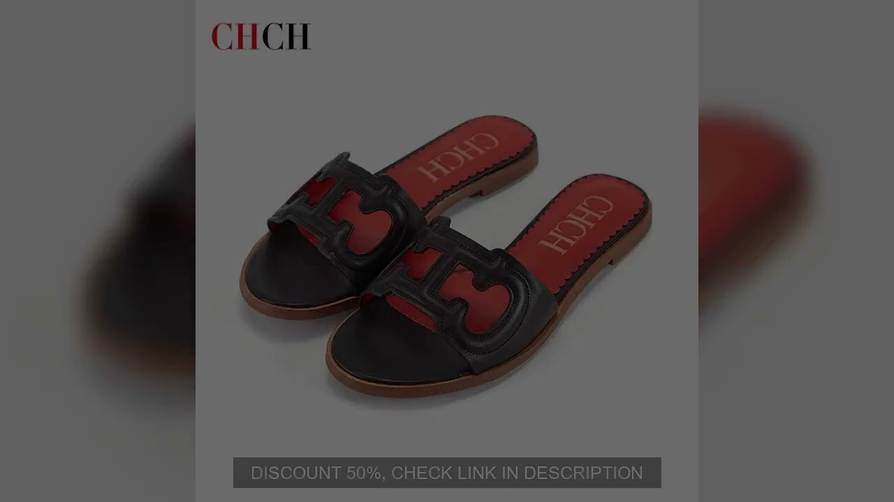 CHCH Women's Slippers 2024 Simple Black Flat Flat Women's Shoes Home Indoor Slippers