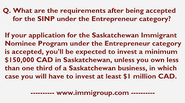 What are the requirements after being accepted for the SINP under the Entrepreneur category?