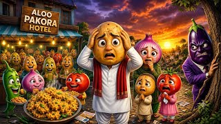 😱 Baingan Ne Aloo Ko Badnaam Kar Diya! | Potato Pakora Story | Emotional Village Cartoon 🥔🍆