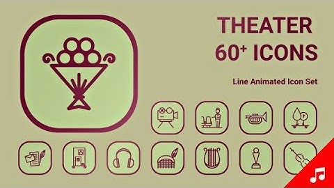 Theater Show Entertainment Icon Set - line Animated Icons - After Effects Template