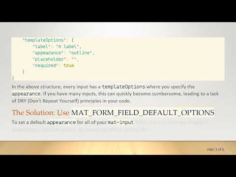 Streamline Your Angular Formly Inputs with MAT_FORM_FIELD_DEFAULT_OPTIONS