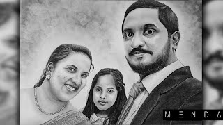 Realistic Pencil Drawing Beautiful Family Time Lapse 