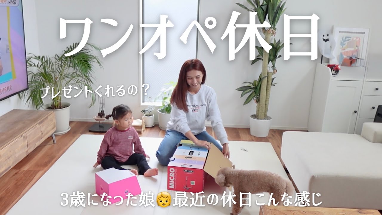 【ワンオペ】3歳娘とママの休日過ごし方👩🧒昼寝しない＆公園マンネリ化🌳誕プレで大満喫な1日✨