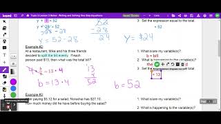 Topic 5 Lesson 3 Notes - Writing and Solving One Step Equations