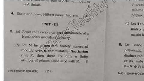 MSc Mathematics 2nd Sem Advance Abstract Algebra Question Paper