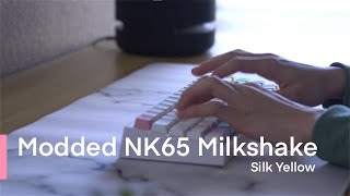 NK65 Milkshake Edition with Silk Yellows Typing Sound Test (Modded, Deskmat vs No Deskmat)