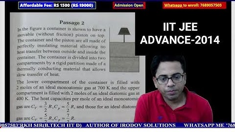 IIT JEE ADVANCE 2014 THERMODYNAMIC GOOD QUESTION EXPLAIN BY RKH SIR