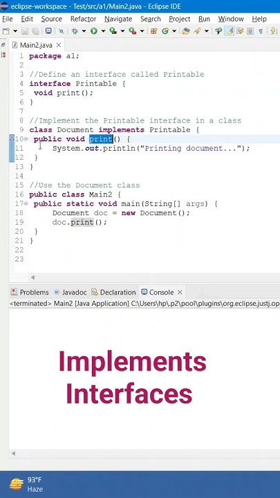 implementation of interface in Java - YouTube