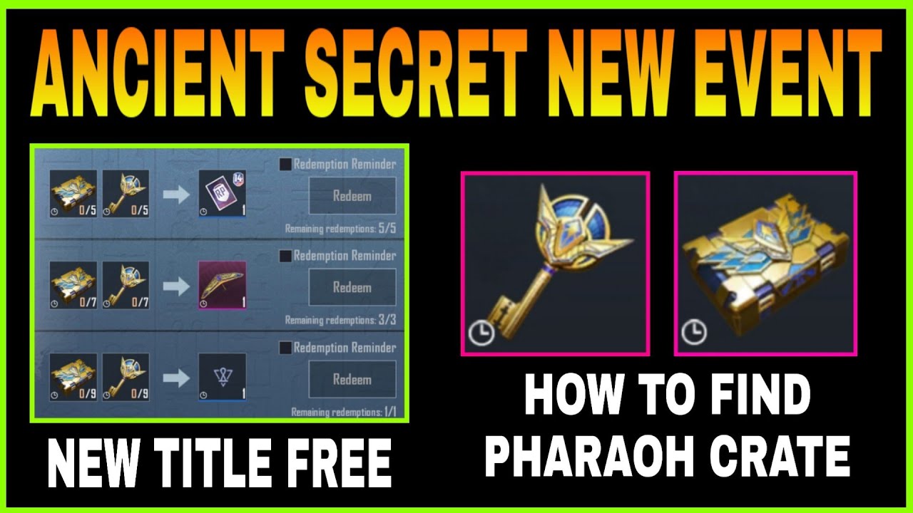 HOW TO USE PHARAOH CRATE & KEY IN PUBG MOBILE GET NEW TITLE PHARAOH