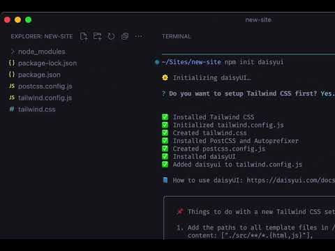 How to install Tailwind CSS and daisyUI with 1 command?