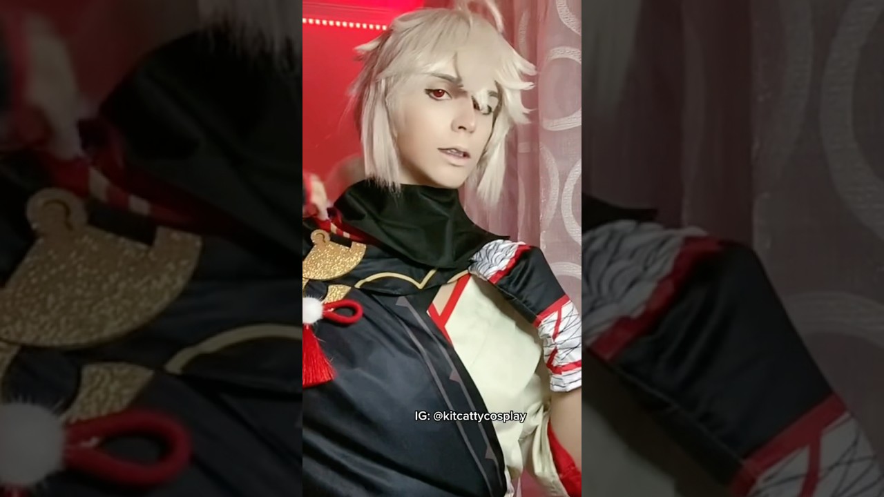 Why does he look like a vampire 😭 #cosplay #genshin #genshinimpact #transition #shorts #gamer