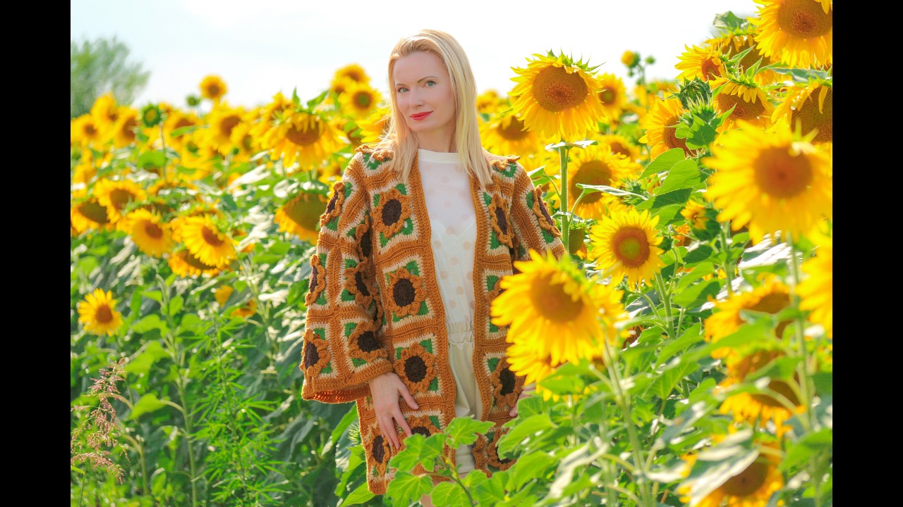 Sunflower crochet cardigan “Martina”- SuperTanya unique handmade