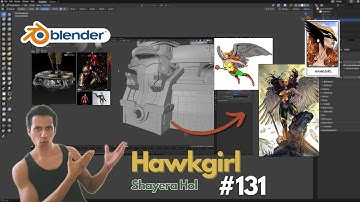 (Day 131) Blender Sculpting: Hawkgirl (DC Comics) - Last details for the base and statues