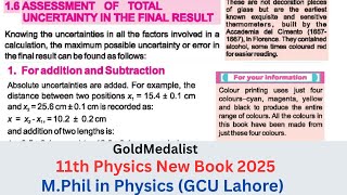 Assessment Of Total Uncertainty In Final Result | 11th Physics new book 2025 | Chapter 1 | Topic 1.6