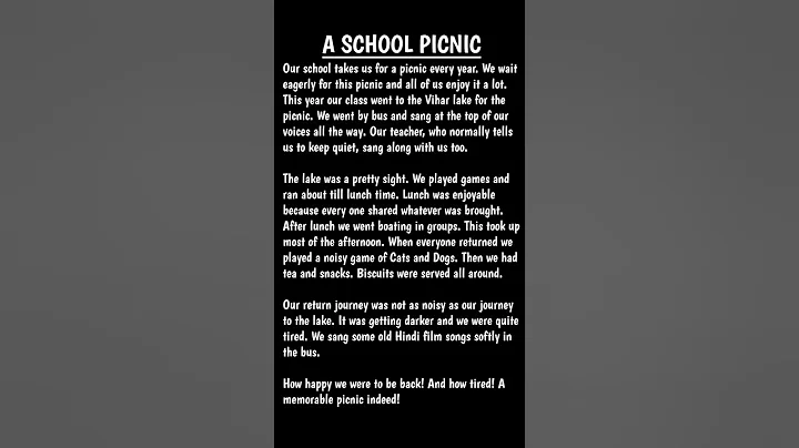 Composition On A School Picnic | English Writing Skills | essey | story writing | #shorts #trending