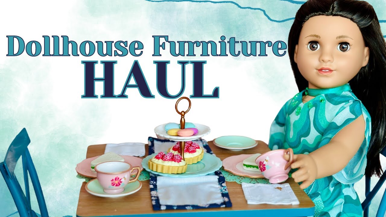 American Girl Dollhouse Furniture Haul Teatime Table Set, Cat Care
