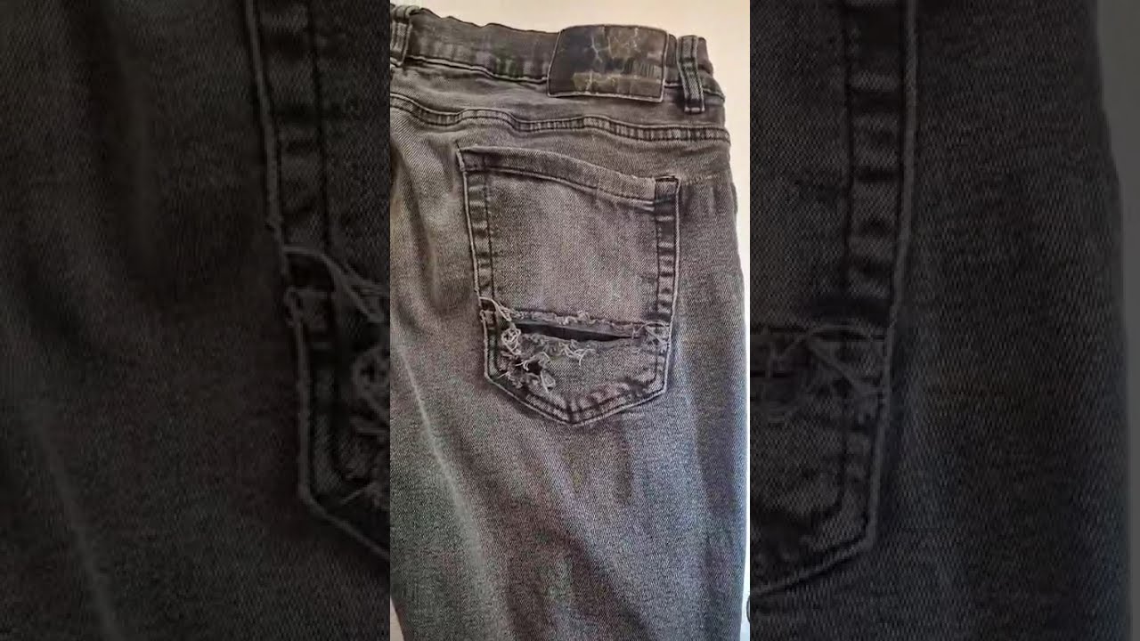 Professionelle Reparatur der Gesäßtasche einer Hose