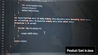 Product Sort HackerRank Code in Java.