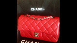 Unboxing of New Chanel Red Lambskin Mini Flap Bag