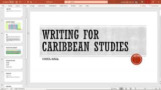 Lesson 7: Writing for Caribbean Studies Opt A