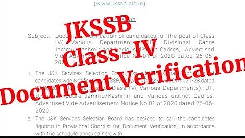 JKSSB Class-IV Posts | Document Verification | How to check document verification Venue