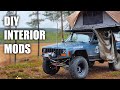 Jeep Cherokee XJ DIY Interior Mods, Bed Liner, Rotopax Windows, Electronics and Camping Equipment