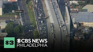 Traffic backup on I-95 northbound in Philadelphia after crash