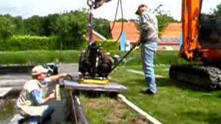 Hitachi Minikraan Tilt Betontegels Met Vacuum